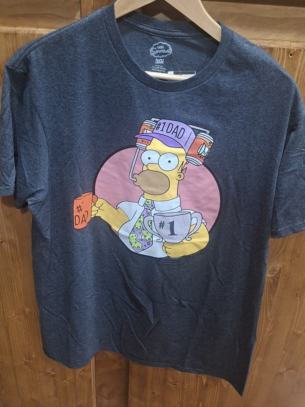 The Simpsons Homer #1 Dad Graphic Tee -  Mens Size Large Charcoal NWT